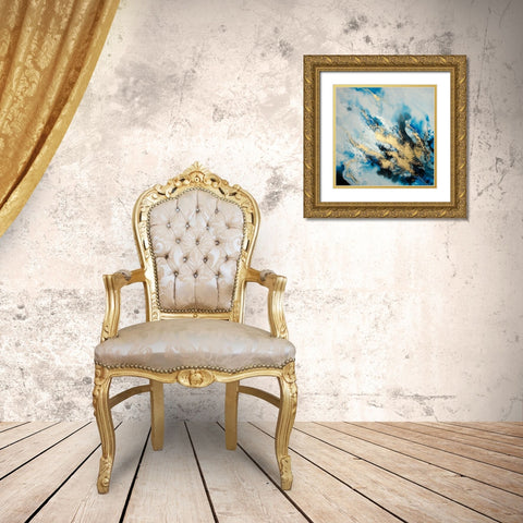 BLUE MARBLE Gold Ornate Wood Framed Art Print with Double Matting by Atelier B Art Studio