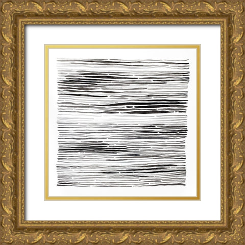 GRAY GROOVES Gold Ornate Wood Framed Art Print with Double Matting by Atelier B Art Studio