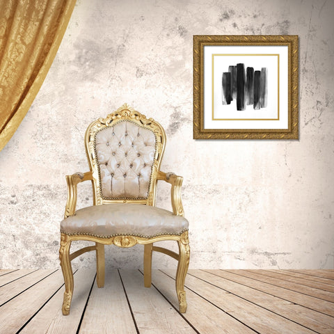 BLACK SHAPES Gold Ornate Wood Framed Art Print with Double Matting by Atelier B Art Studio