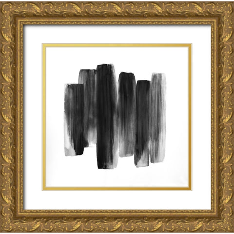 BLACK SHAPES Gold Ornate Wood Framed Art Print with Double Matting by Atelier B Art Studio