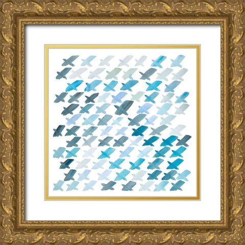 X PATTERN Gold Ornate Wood Framed Art Print with Double Matting by Atelier B Art Studio