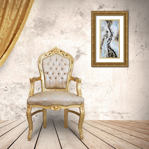 ABSTRACT AND TEXTURIZED PAINT SPLASH Gold Ornate Wood Framed Art Print with Double Matting by Atelier B Art Studio
