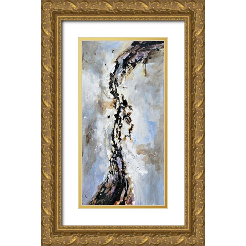TEXTURIZED ABSTRACT WAVE Gold Ornate Wood Framed Art Print with Double Matting by Atelier B Art Studio