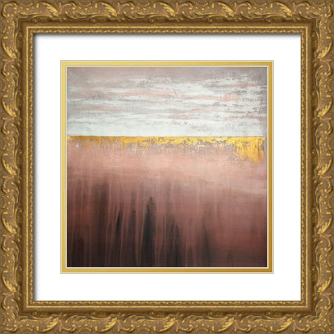 GOLDEN PINK Gold Ornate Wood Framed Art Print with Double Matting by Atelier B Art Studio