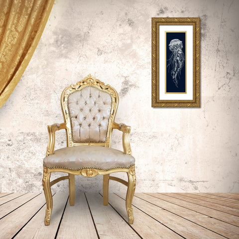 DETAILED JELLYFISH ILLUSTRATION Gold Ornate Wood Framed Art Print with Double Matting by Atelier B Art Studio