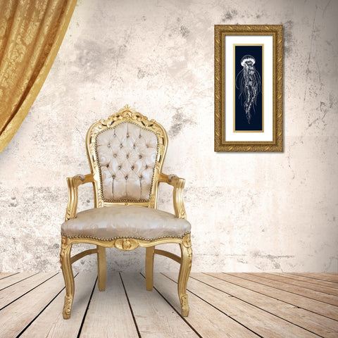 WHITE JELLYFISH ILLUSTRATION Gold Ornate Wood Framed Art Print with Double Matting by Atelier B Art Studio