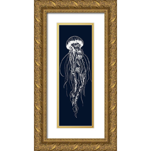 WHITE JELLYFISH ILLUSTRATION Gold Ornate Wood Framed Art Print with Double Matting by Atelier B Art Studio