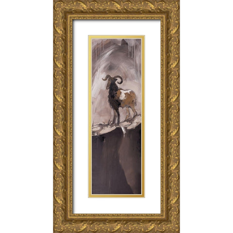 ABSTRACT PROUD AERIES Gold Ornate Wood Framed Art Print with Double Matting by Atelier B Art Studio