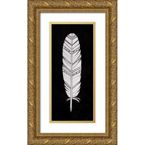 Bird Feather Gold Ornate Wood Framed Art Print with Double Matting by Atelier B Art Studio