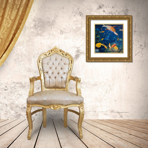 COLORFUL FISH UNDER THE SEA Gold Ornate Wood Framed Art Print with Double Matting by Atelier B Art Studio