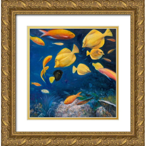 FISH UNDER THE SEA Gold Ornate Wood Framed Art Print with Double Matting by Atelier B Art Studio