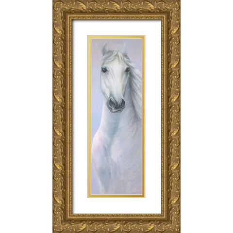 POWERFUL WHITE HORSE Gold Ornate Wood Framed Art Print with Double Matting by Atelier B Art Studio