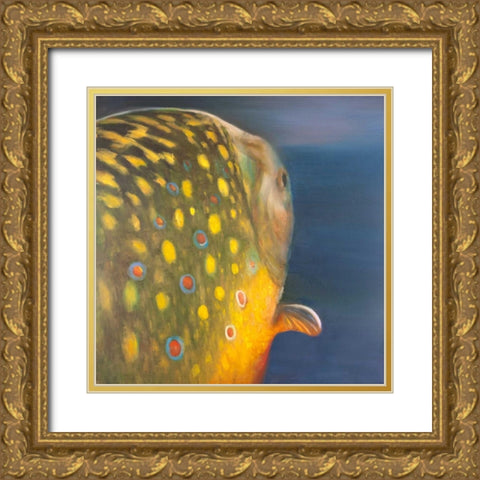Golden Trout Fish Gold Ornate Wood Framed Art Print with Double Matting by Atelier B Art Studio