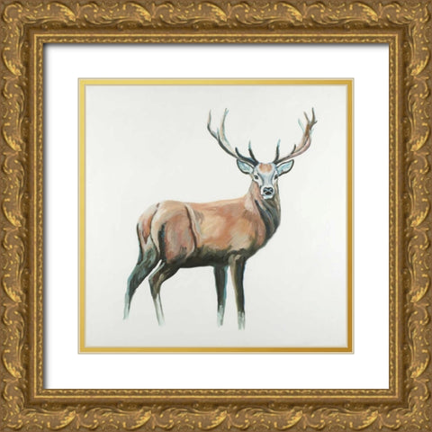 Deer Gold Ornate Wood Framed Art Print with Double Matting by Atelier B Art Studio