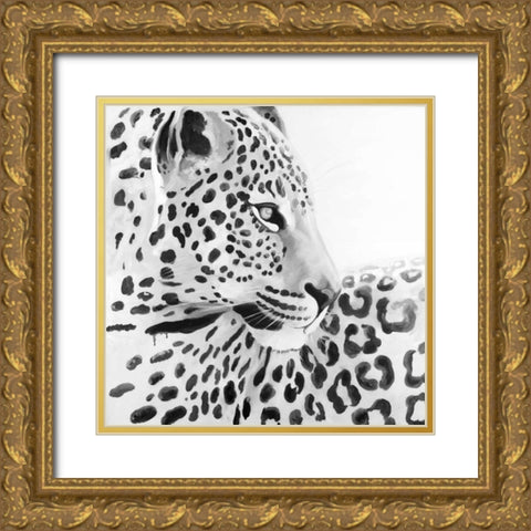 Beautiful Leopard Gold Ornate Wood Framed Art Print with Double Matting by Atelier B Art Studio