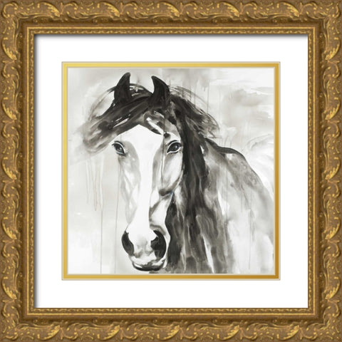 Beautiful Wild Horse Gold Ornate Wood Framed Art Print with Double Matting by Atelier B Art Studio
