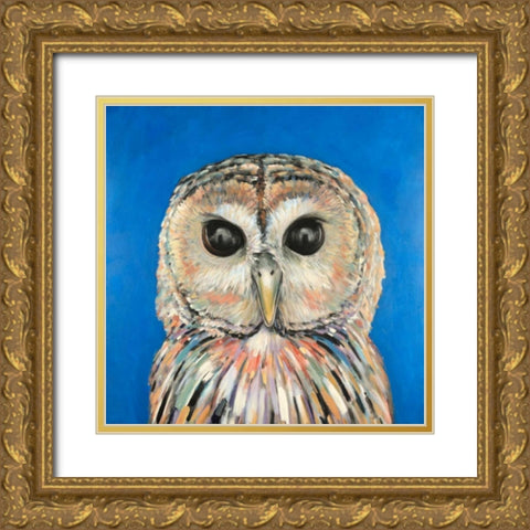 Colorful Spotted Owl Gold Ornate Wood Framed Art Print with Double Matting by Atelier B Art Studio