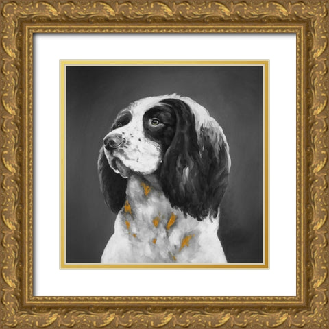 English Springer Spaniel Dog Gold Ornate Wood Framed Art Print with Double Matting by Atelier B Art Studio