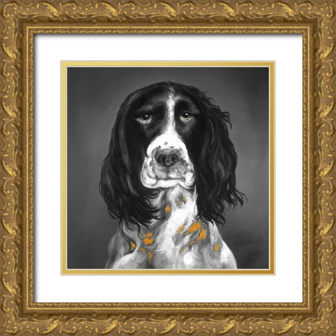 Beautiful English Springer Spaniel Gold Ornate Wood Framed Art Print with Double Matting by Atelier B Art Studio