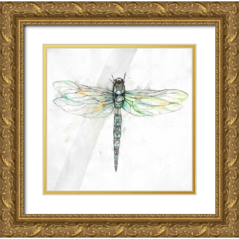Dragonfly Gold Ornate Wood Framed Art Print with Double Matting by Atelier B Art Studio