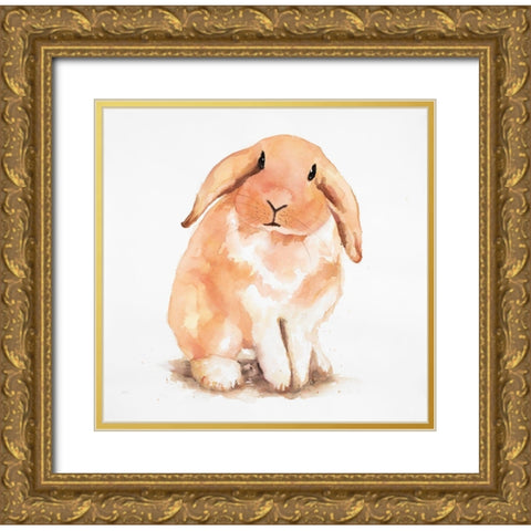 Fuzzy Lop Rabbit Gold Ornate Wood Framed Art Print with Double Matting by Atelier B Art Studio