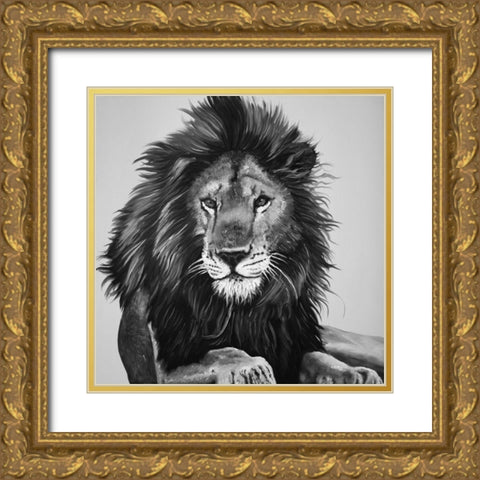 THE LION KING Gold Ornate Wood Framed Art Print with Double Matting by Atelier B Art Studio