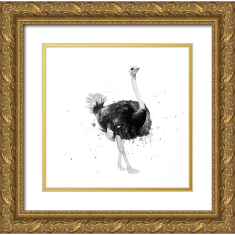 PROUD OSTRICH Gold Ornate Wood Framed Art Print with Double Matting by Atelier B Art Studio