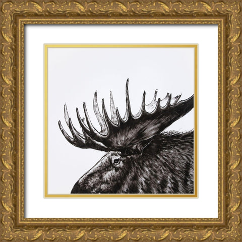 MOOSE PLUME Gold Ornate Wood Framed Art Print with Double Matting by Atelier B Art Studio