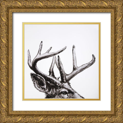 ROE DEER PLUME Gold Ornate Wood Framed Art Print with Double Matting by Atelier B Art Studio