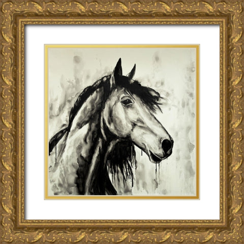 SPIRIT HORSE Gold Ornate Wood Framed Art Print with Double Matting by Atelier B Art Studio