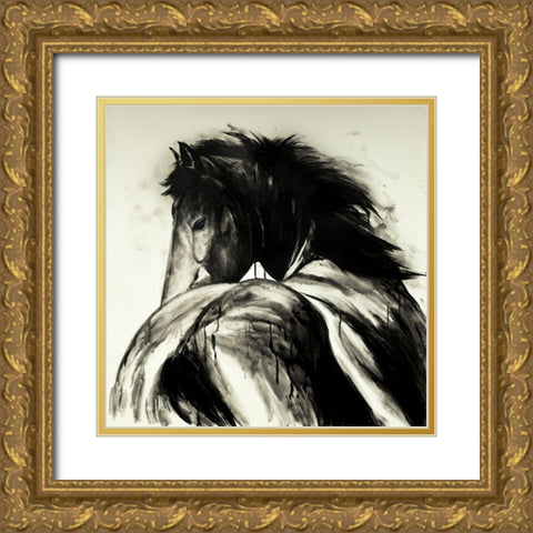 CLASSICAL HORSE Gold Ornate Wood Framed Art Print with Double Matting by Atelier B Art Studio