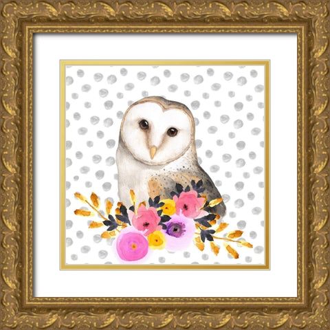 BEAUTIFUL OWL Gold Ornate Wood Framed Art Print with Double Matting by Atelier B Art Studio