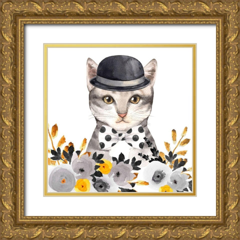 CHIC CAT Gold Ornate Wood Framed Art Print with Double Matting by Atelier B Art Studio