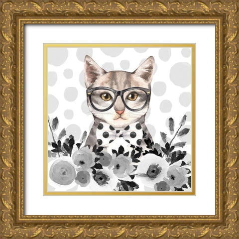 GEEK CAT Gold Ornate Wood Framed Art Print with Double Matting by Atelier B Art Studio