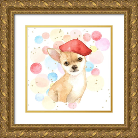 CHIHUAHUA DOG ARTIST Gold Ornate Wood Framed Art Print with Double Matting by Atelier B Art Studio