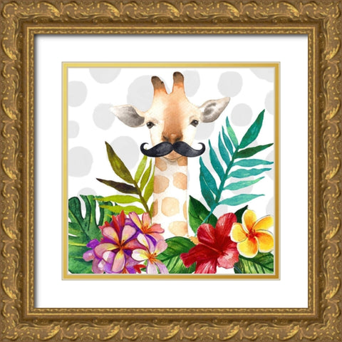 EXOTIC GIRAFFE Gold Ornate Wood Framed Art Print with Double Matting by Atelier B Art Studio