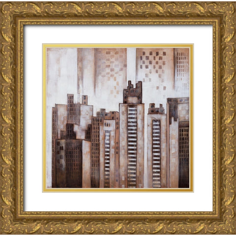 SQUARE CITY Gold Ornate Wood Framed Art Print with Double Matting by Atelier B Art Studio
