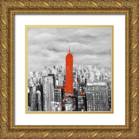 Empire State Building of New-York Gold Ornate Wood Framed Art Print with Double Matting by Atelier B Art Studio