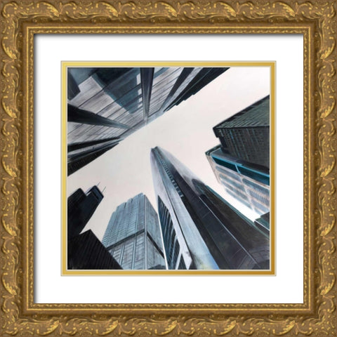Perspective View of Skyscraper Gold Ornate Wood Framed Art Print with Double Matting by Atelier B Art Studio