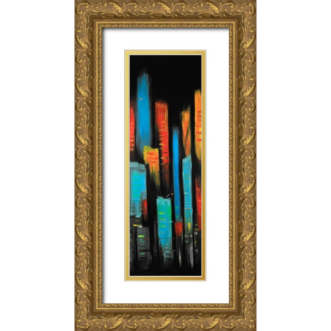 ABSTRACT AND COLORFUL TALL BUILDINGS Gold Ornate Wood Framed Art Print with Double Matting by Atelier B Art Studio