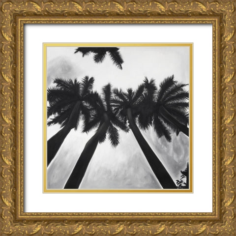 MONOCHROME PALM TREES Gold Ornate Wood Framed Art Print with Double Matting by Atelier B Art Studio