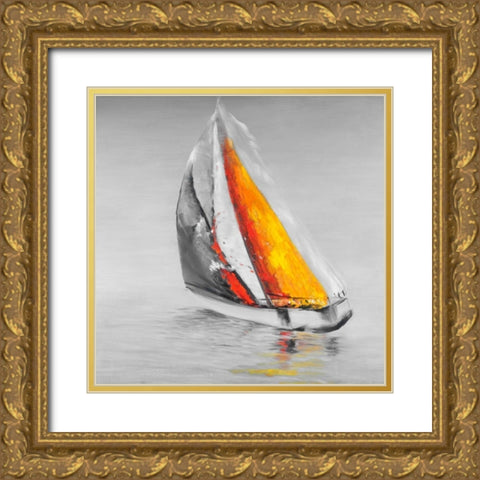 Wind Boat Two Colors Gold Ornate Wood Framed Art Print with Double Matting by Atelier B Art Studio