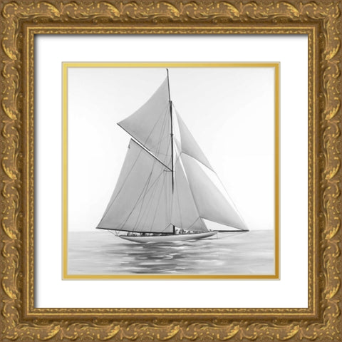 Sailing Ship Gold Ornate Wood Framed Art Print with Double Matting by Atelier B Art Studio