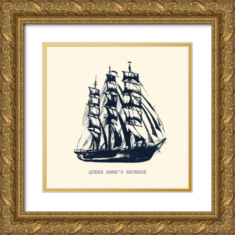 OLD BOAT Gold Ornate Wood Framed Art Print with Double Matting by Atelier B Art Studio