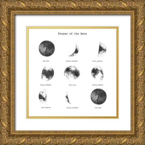 PHASES OF THE MOON Gold Ornate Wood Framed Art Print with Double Matting by Atelier B Art Studio
