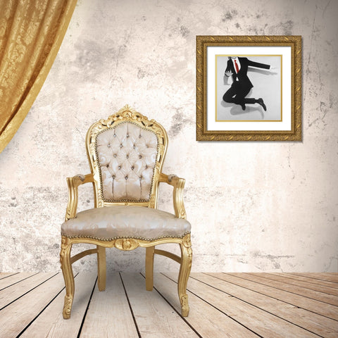 Classical Jumping Man Gold Ornate Wood Framed Art Print with Double Matting by Atelier B Art Studio