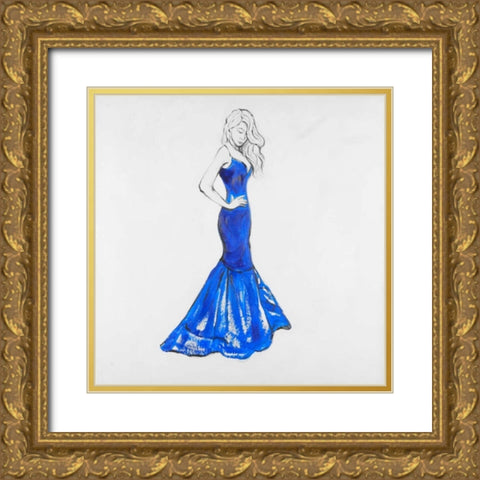 Lady in Dress Gold Ornate Wood Framed Art Print with Double Matting by Atelier B Art Studio