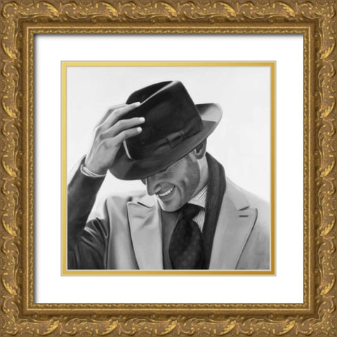Well-dressed Man Gold Ornate Wood Framed Art Print with Double Matting by Atelier B Art Studio