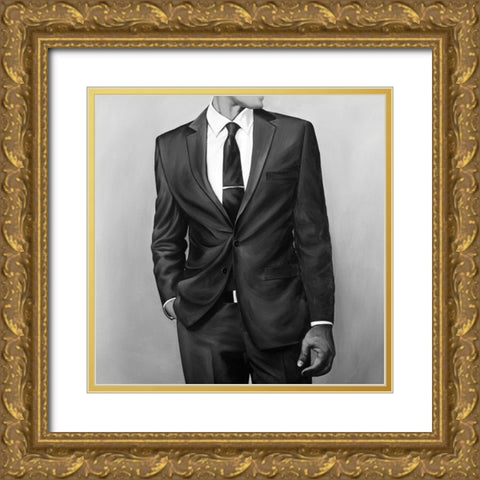 MAN IN A GREAT COSTUME Gold Ornate Wood Framed Art Print with Double Matting by Atelier B Art Studio