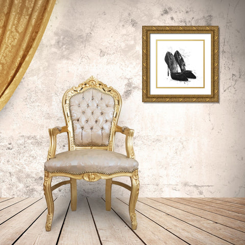 BLACK PUMPS Gold Ornate Wood Framed Art Print with Double Matting by Atelier B Art Studio